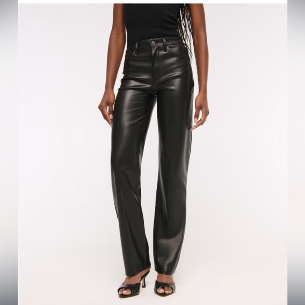 Abercrombie & Fitch Black Faux Leather 90s Pants